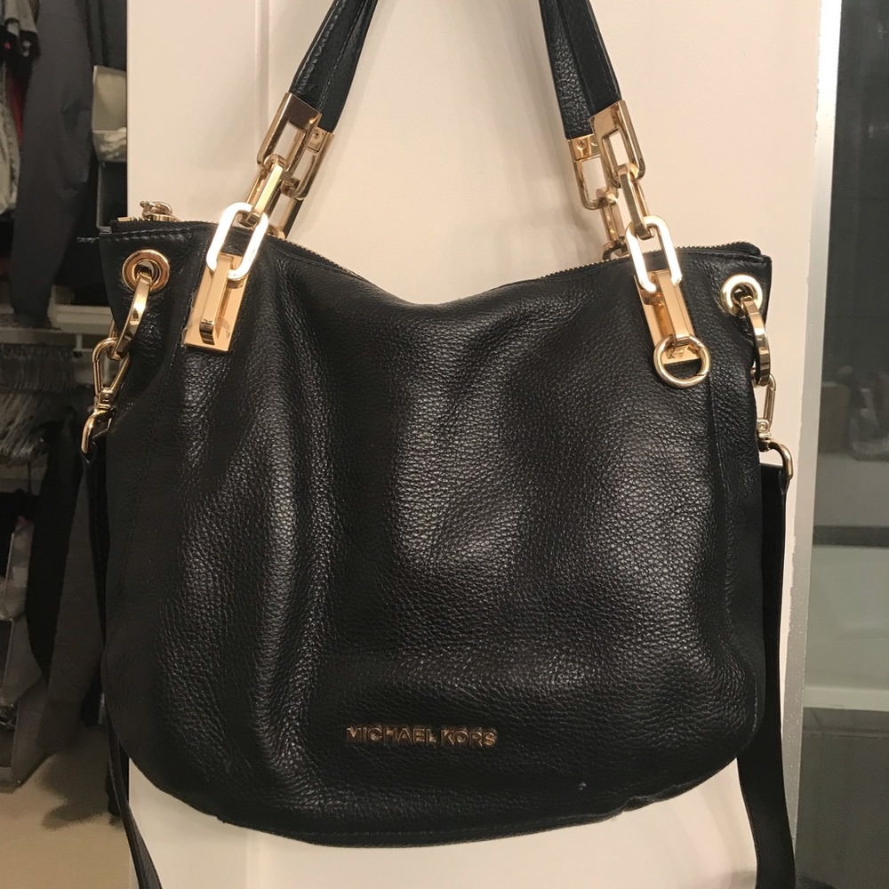 Michael Kors Black Leather Cross Body Purse